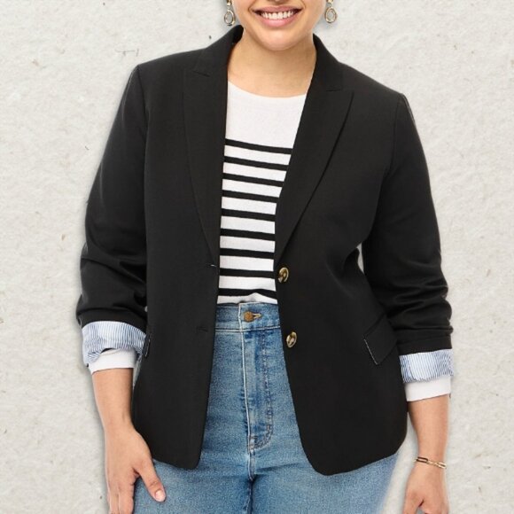 J. Crew Blazer Tailored Fit Two Buttons High Quality Classic Black Women's 6 NWT - Picture 1 of 16